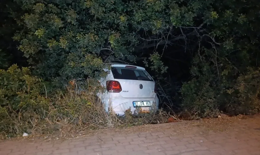 Sürücünün kontrolünü kaybettiği araç, bahçeye düştü