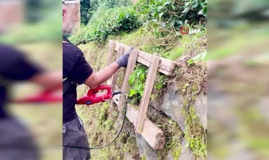 Rize'de merdiven hırsızlığına ilginç çözüm: Zincirli güvenlik