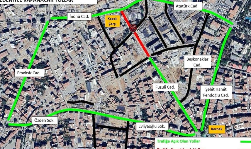 Malatya'da kavşak çalışması nedeniyle Fuzuli Caddesi'ne geçiş kapatılıyor