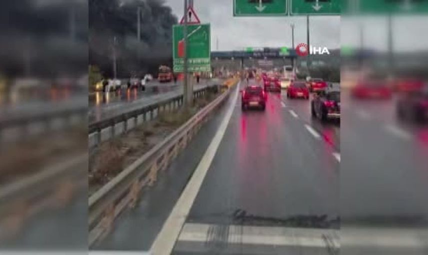 Kuzey Marmara Otoyolu'nda kaza: Yolcu otobüsü alev alev yandı