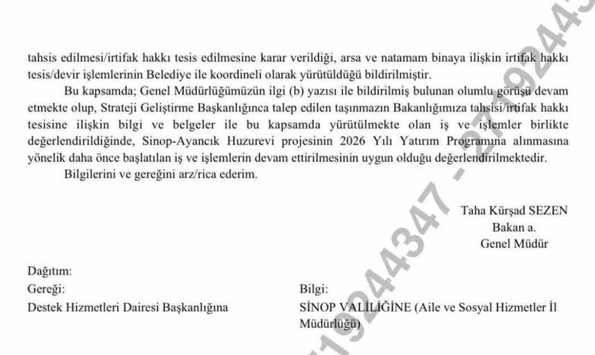 Ayancık'ta yarım kalan huzurevi projesi için yeni bir dönem başlıyor