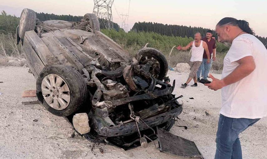Mersin'de stabilize yolda otomobil takla attı: 1 ölü, 1 yaralı