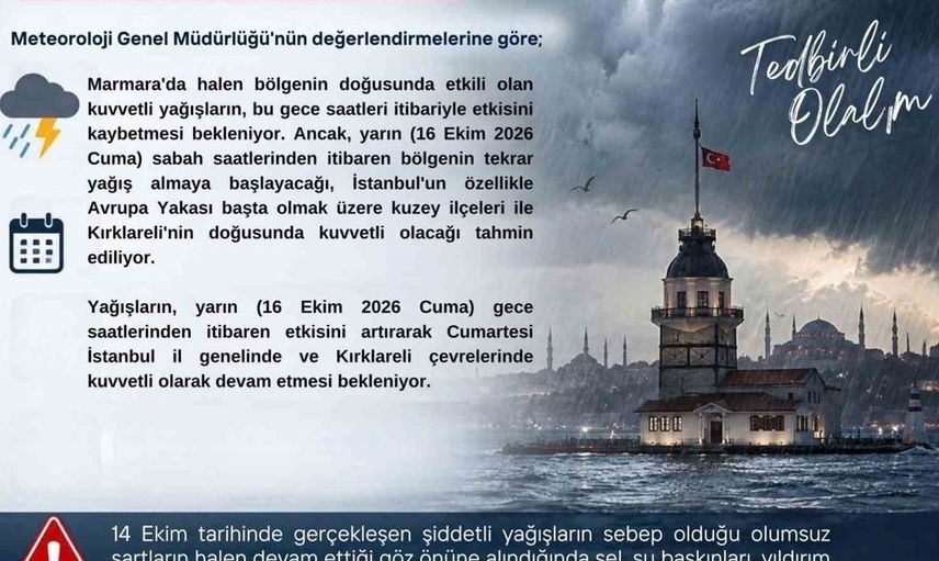 İstanbul'a yeni yağış uyarısı: Cuma sabahından itibaren başlıyor