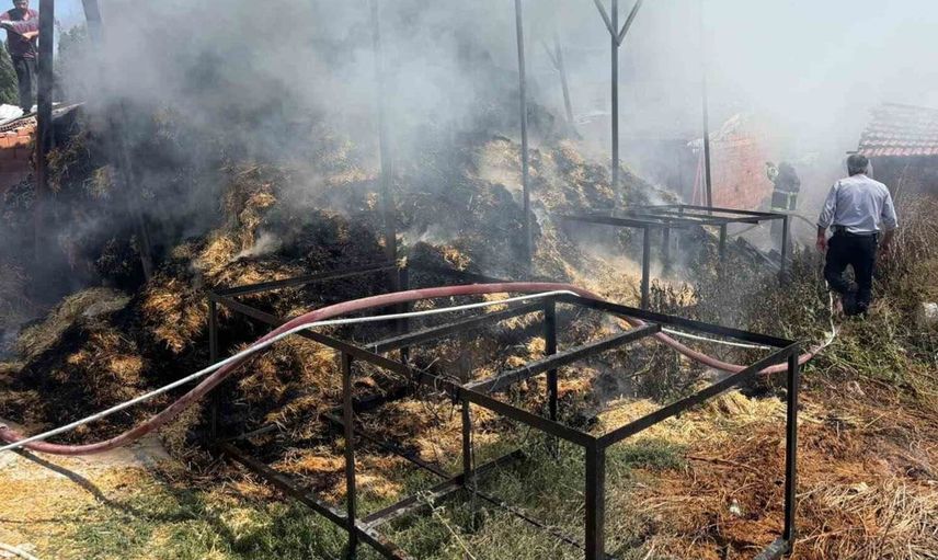 Bilecik'te iki köydeki saman yangınları kontrol altına alındı