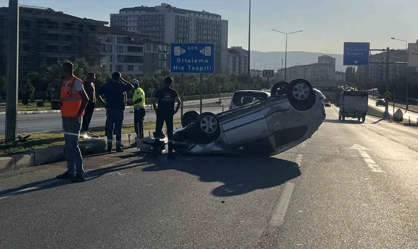 Çorum'da otomobil takla attı, sürücü hastaneye kaldırıldı