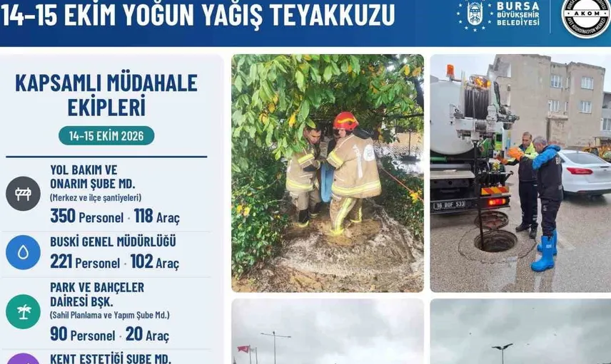 Bursa'da yağış hazırlığı için 839 personel ve 285 araç seferber edildi