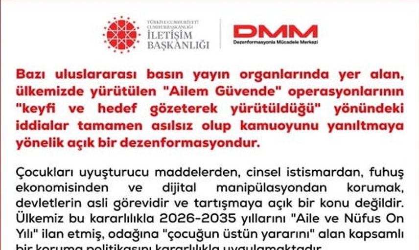 DMM'den 'Ailem Güvende' operasyonlarına yönelik iddialara yanıt