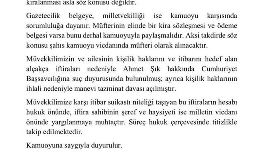 Adalet Bakanı Gürlek'in avukatından Ahmet Şık'a karşı hukuki hamle