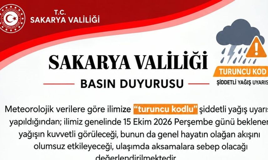 Sakarya’da şiddetli yağış nedeniyle okullar bir gün tatil