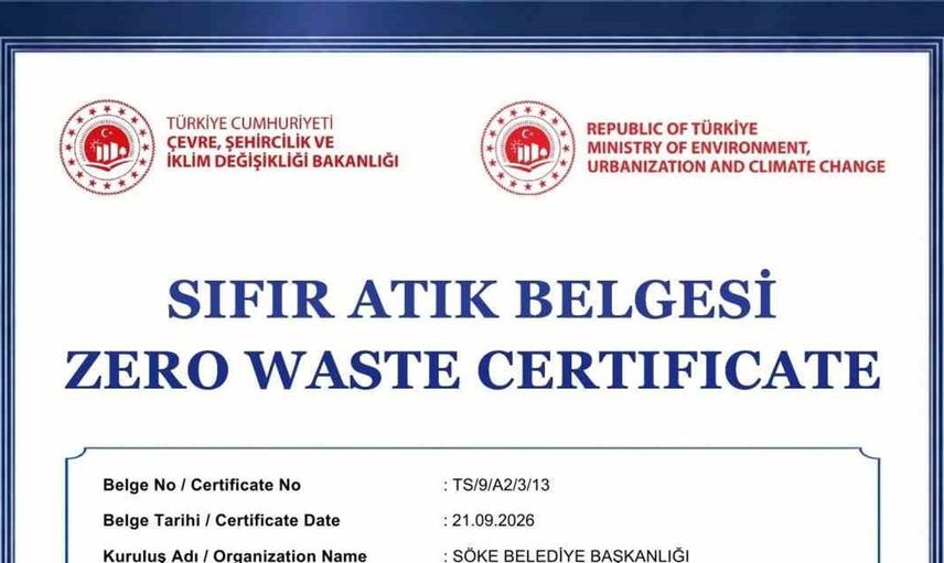 Söke Belediyesi sıfır atık belgesiyle çevreye verdiği önemi kanıtladı
