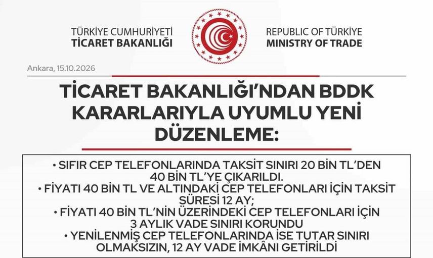 Cep telefonları için taksit uygulamasında önemli değişiklikler