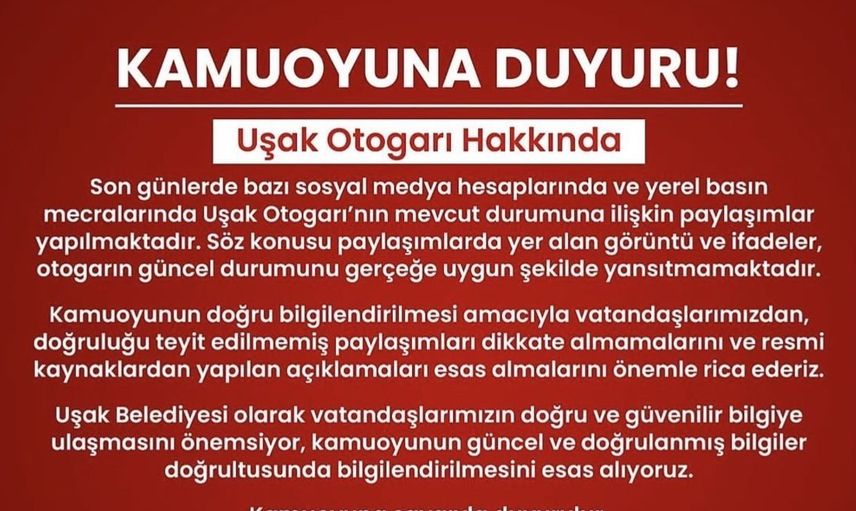 Uşak otogarındaki gerçeği yansıtmayan paylaşımlara yanıt
