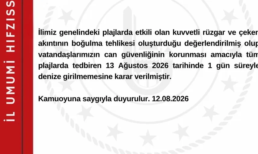 Bartın'daki plajlarda denize girmek, güvenlik nedeniyle 1 gün süreyle yasaklandı