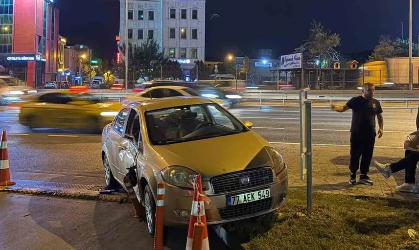 Yan yola giren araca çarpan motosikletli sürücü kazadan yara aldı