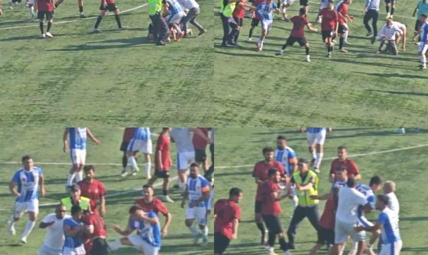 Mersin'deki futbol turnuvasında kavga anları kameraya yansıdı
