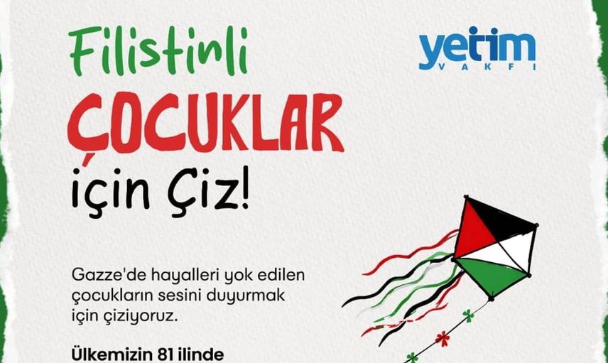Bursalı çocuklar Filistinli akranları için resim çizme etkinliğine katılıyor