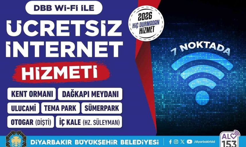 Diyarbakır'da ücretsiz internet hizmeti 7 noktaya ulaştı