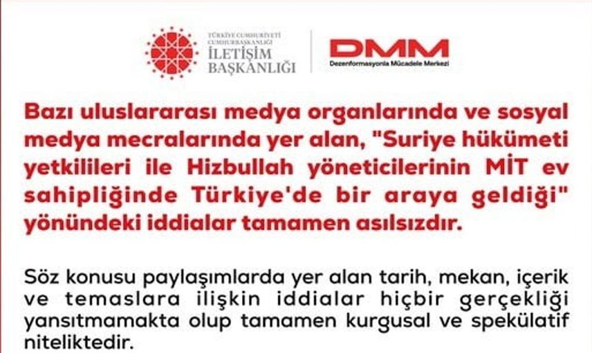 DMM, Suriye ve Hizbullah toplantısı iddialarını yalanladı
