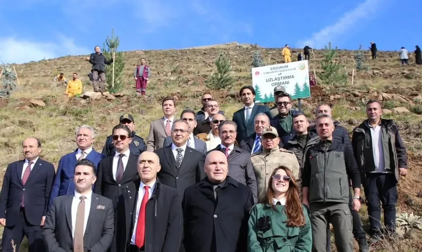 Erzurum'da uzlaştırma ormanı açılışıyla 20 bin fidan toprakla buluştu
