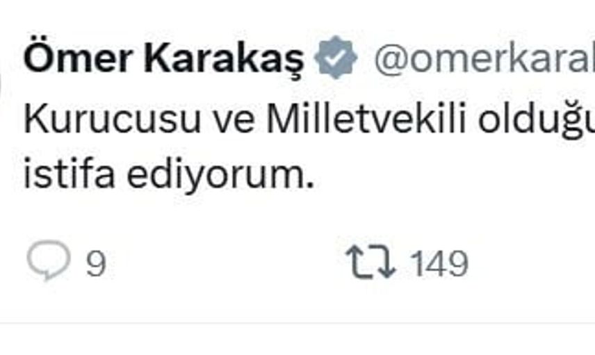 İYİ Parti Aydın Milletvekili Ömer Karakaş istifasını duyurdu