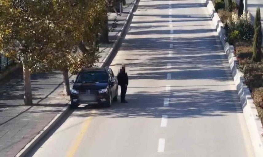 Kırıkkale'de dron kamerasıyla yakalanan sürücünün kaçma anları görüntülendi
