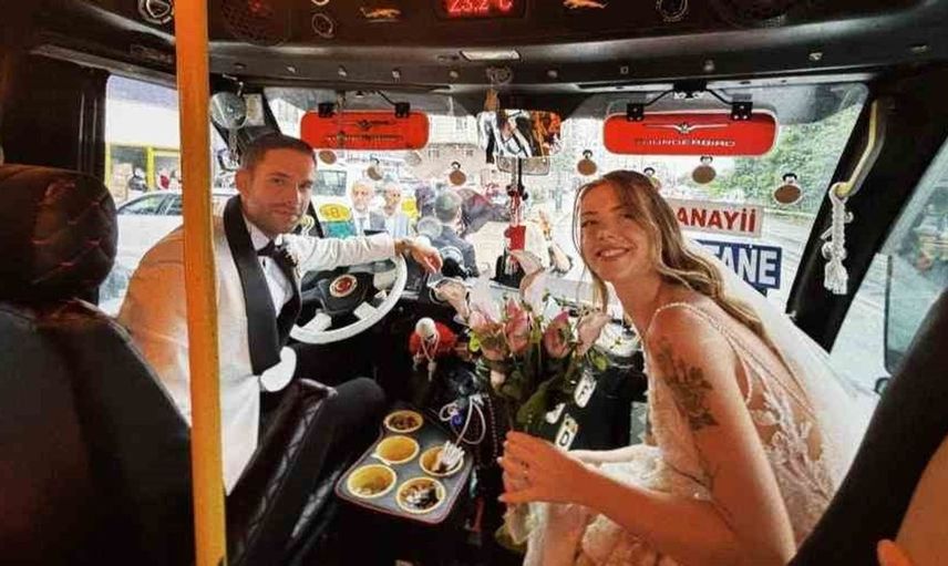 Rize'de sıradışı düğün yolculuğu: Gelin ve damat minibüsle düğün salonuna gitti