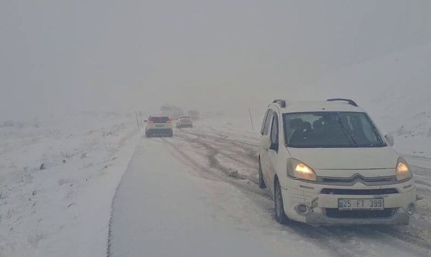Palandöken Geçidi’nde kış şartları sürücüleri zorladı