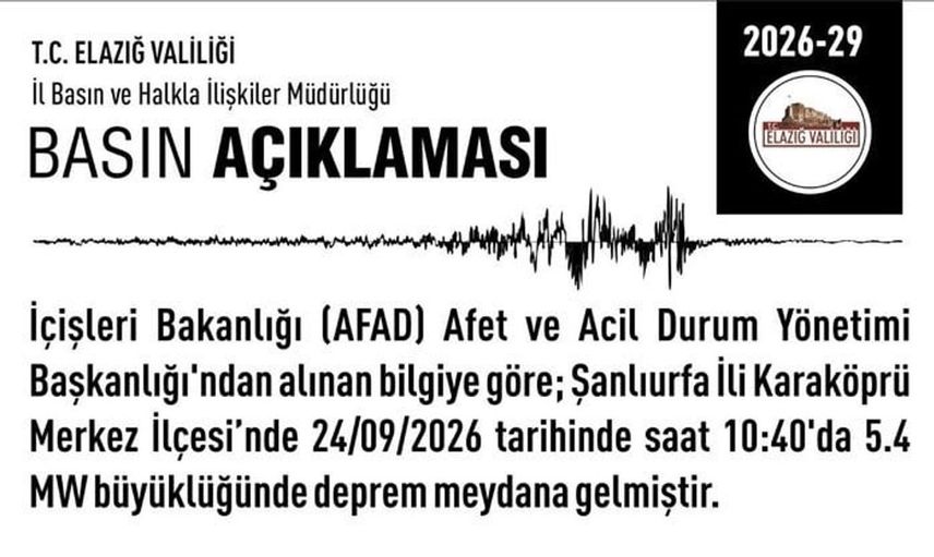 Elazığ Valiliği deprem sonrası hasar ihbarı olmadığını duyurdu