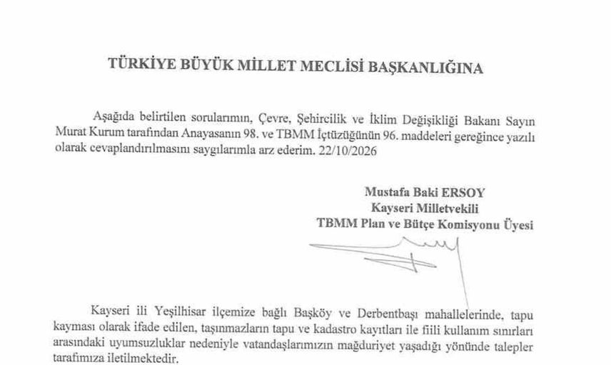 Baki Ersoy, tapu sorunlarını meclis gündemine taşıdı