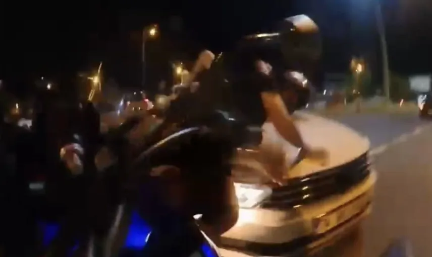 Tekirdağ'daki trafik kazası anı kask kamerasına yansıdı