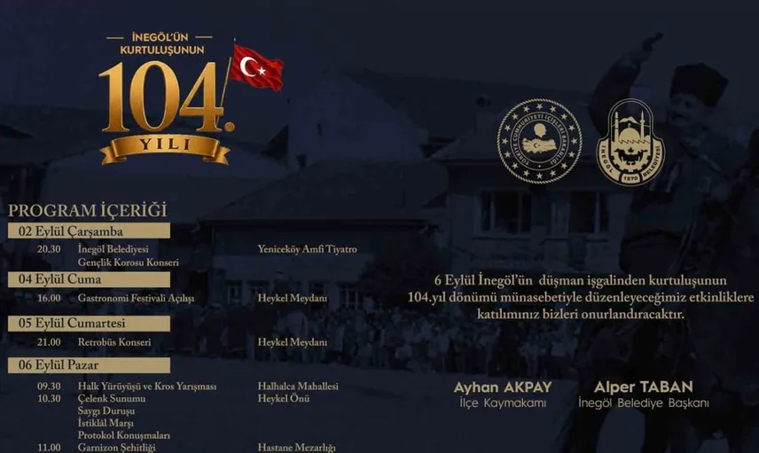 İnegöl'ün kurtuluşunun 104. yılı coşkuyla kutlanacak