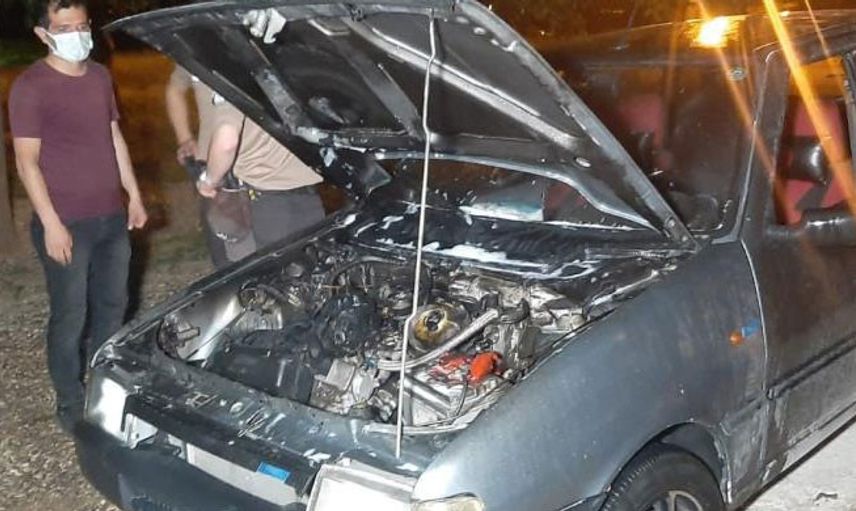 Adıyaman’da Bir Otomobil Alev Alev Yandı