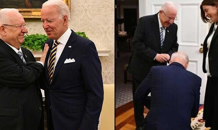 Amerikalılar Bu Fotoğrafı Konuşuyor! Biden İsraillilerin Önünde Diz Çöktü