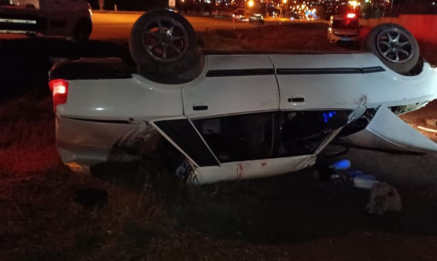 Ankara'da yoldan çıkan araç takla attı: 4 kişi yaralandı