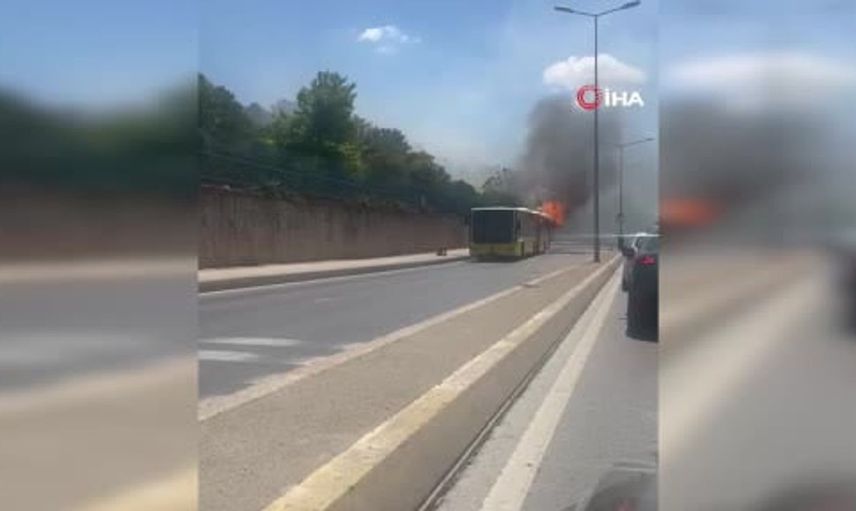 Ataşehir'de seyir halindeki İETT otobüsünde yangın