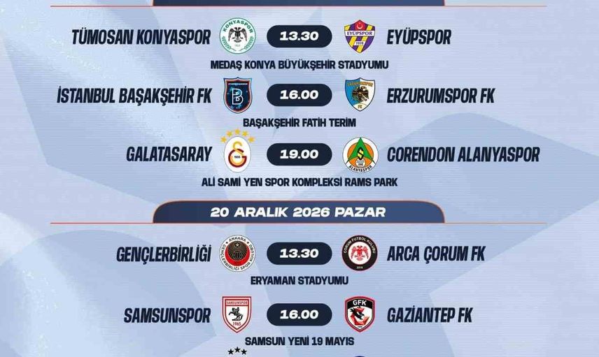 Trendyol Süper Lig'de 7-16. hafta karşılaşmaları belirlendi