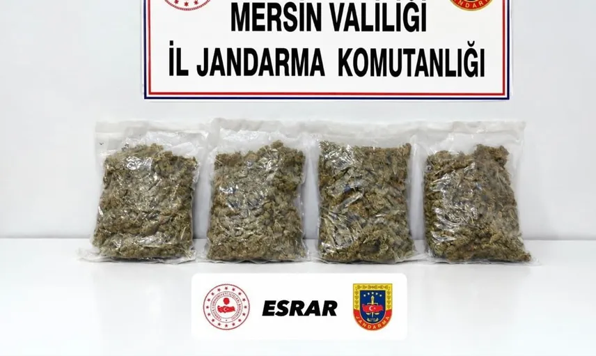 Mersin'de düzenlenen uyuşturucu baskınında 2 kilo esrar ele geçirildi