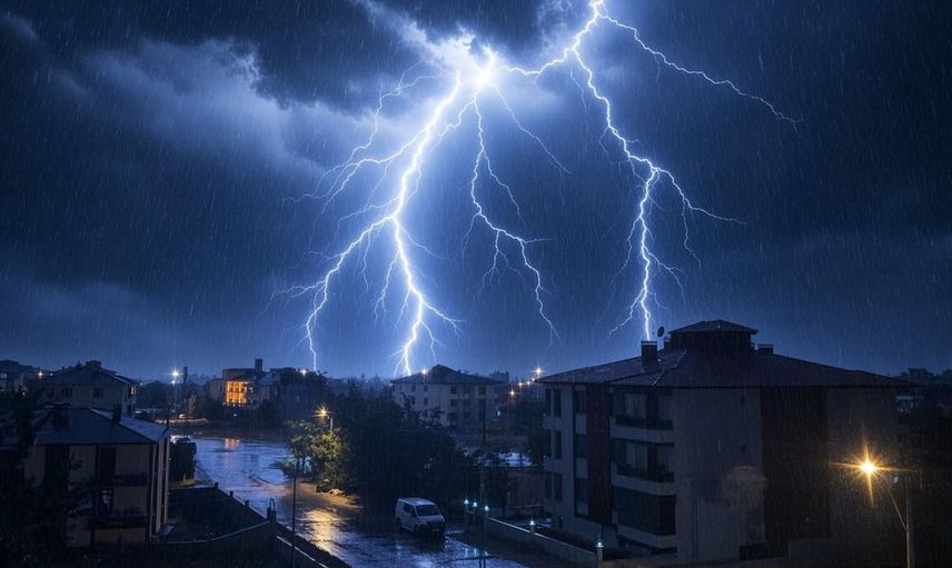 Erzincan'da geceyi şimşekler aydınlattı: Kent görsel bir şölen yaşadı