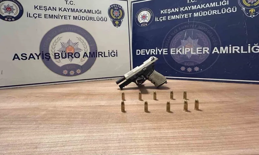 Keşan'da tabancayla yakalanan şüpheli hakkında adli işlem başlatıldı