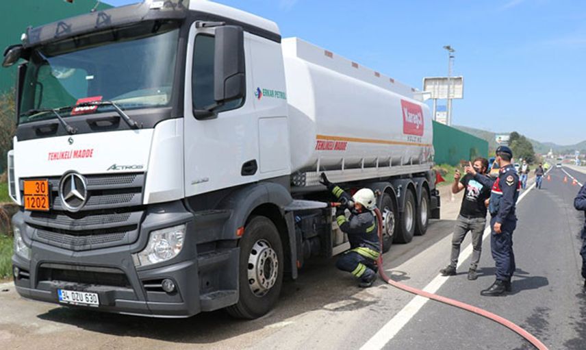 Bolu’da Mazot Tankerinde Yakın Çıktı