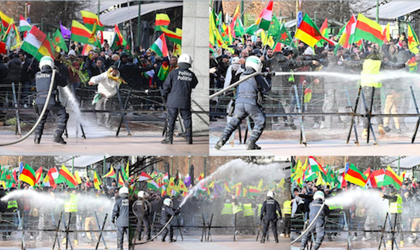Brüksel’de YPG/SDG provokasyonuna polis duvarı