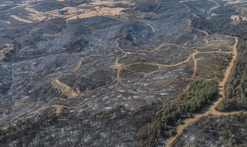 Çanakkale'deki Orman Yangını Havadan Görüntülendi