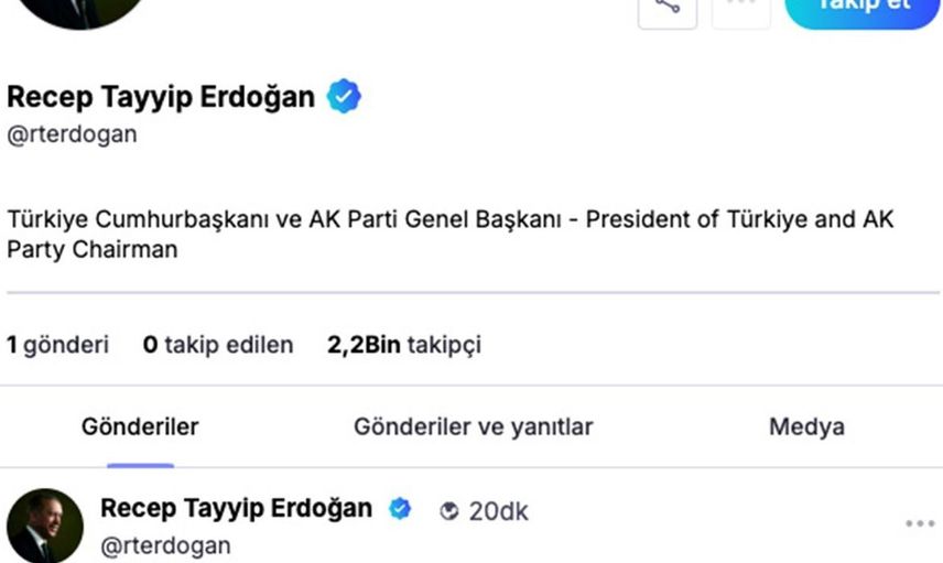 Cumhurbaşkanı Erdoğan'dan NSosyal Üzerinden İlk Paylaşım