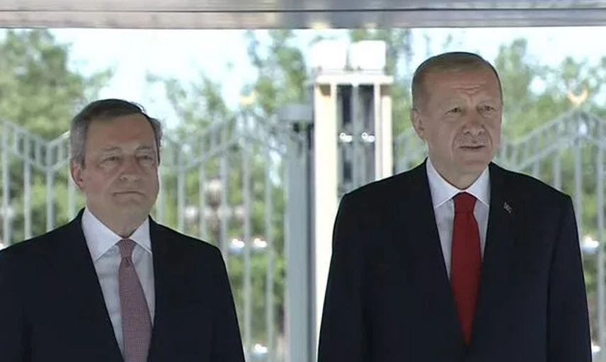 Cumhurbaşkanı Recep Tayyip Erdoğan İtalya Başbakanı Draghi'yi resmi tören eşliğinde karşıladı!