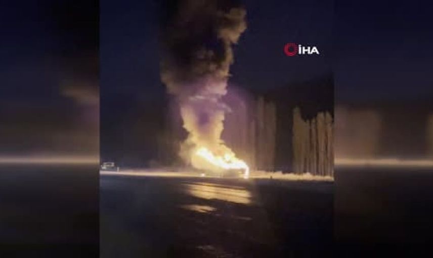 Erzurum'da tır dorsesi alevlere teslim oldu