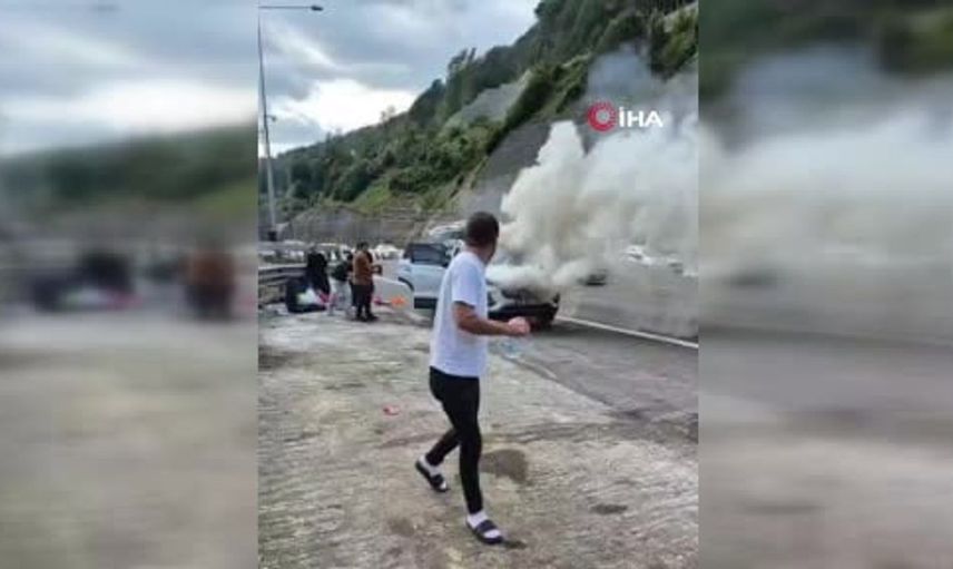 Bolu Dağı Tüneli girişindeki cip yangını paniğe neden oldu