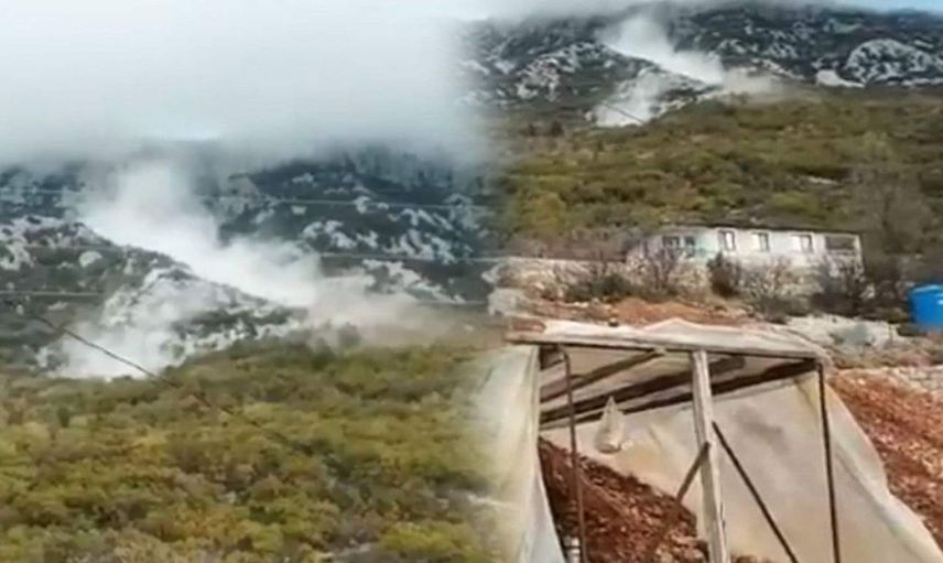 Dağdan kopan kayalar korkuttu: Evlerin yakınlarına kadar yuvarlandılar