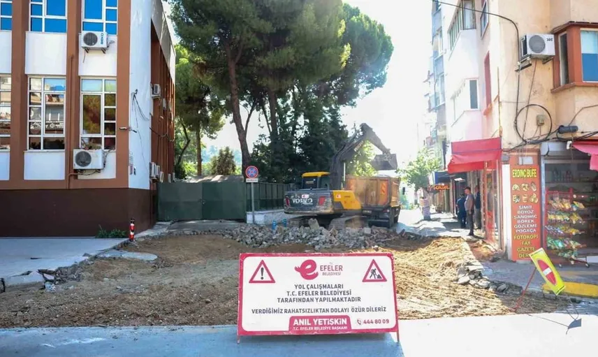 Efeler'de adliye çevresinde yol yenileme çalışmaları başladı