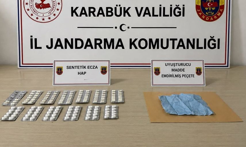 Karabük'te jandarmadan uyuşturucu operasyonu: Bin 901 sentetik ecza ele geçirildi
