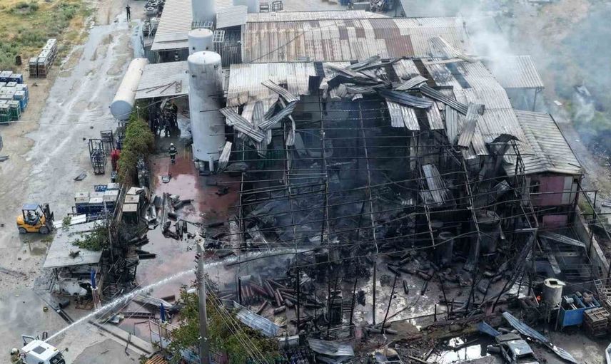 Salihli'de gaz dolum tesisindeki patlama sonrası felaketin boyutu havadan görüntülendi